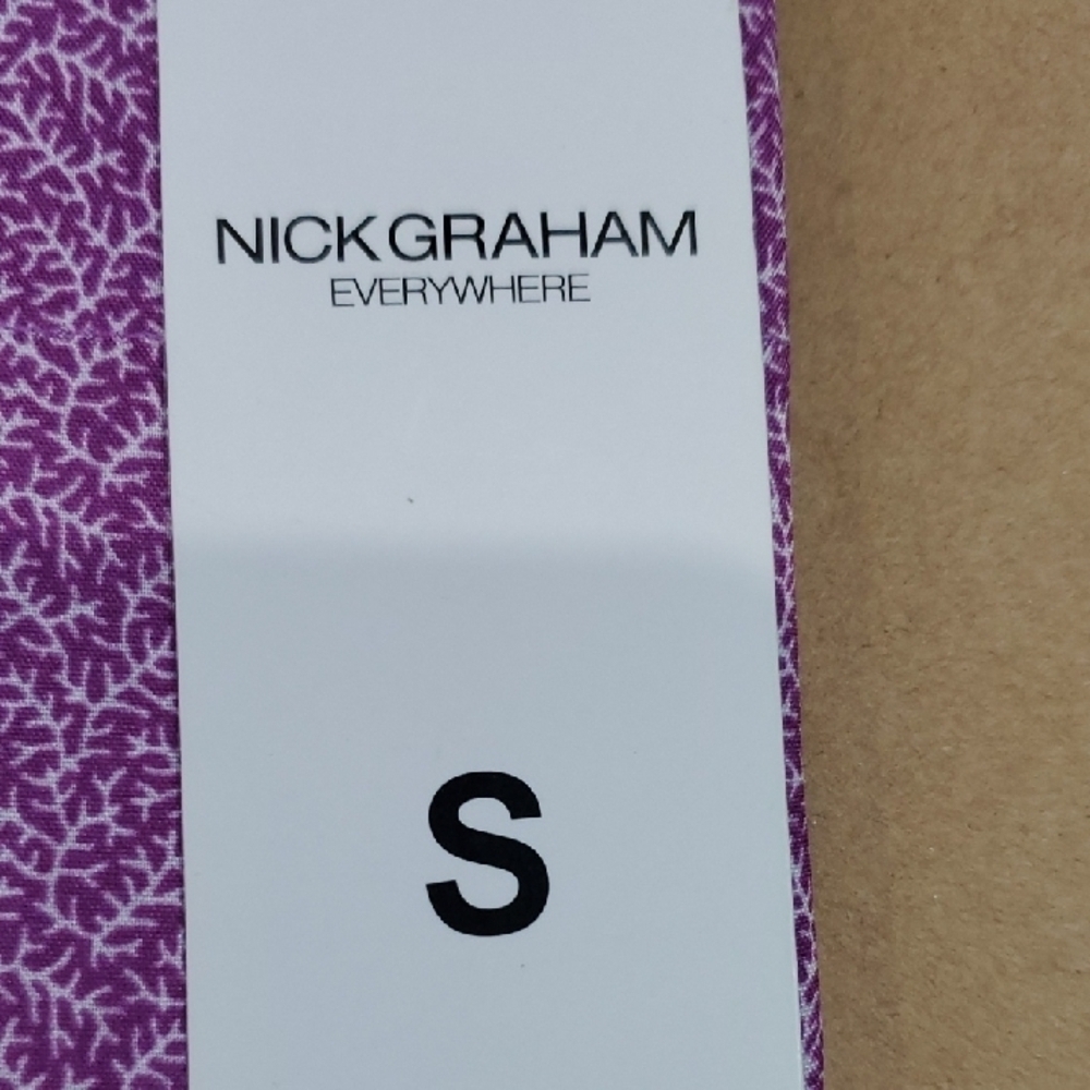 Nick Graham Purple Casual Button Down Stretch Shirt with Floral Print SMALL - Picture 3 of 6